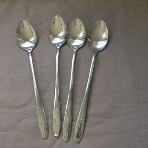 Silco Vintage Flatware Mardi Gras Silverware 4 Iced Tea Long Spoons USA 7.5 in